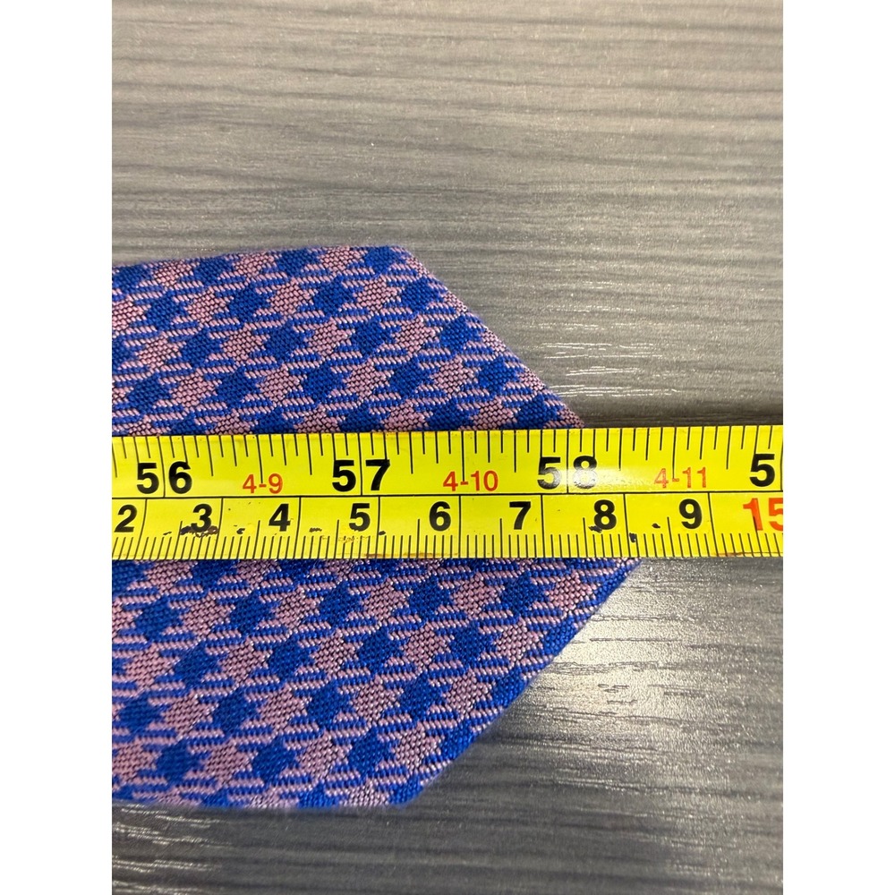 Tie Doctors Mens Blue Pink Houndstooth 100% Cotton Woven Necktie NWT - Picture 2 of 6